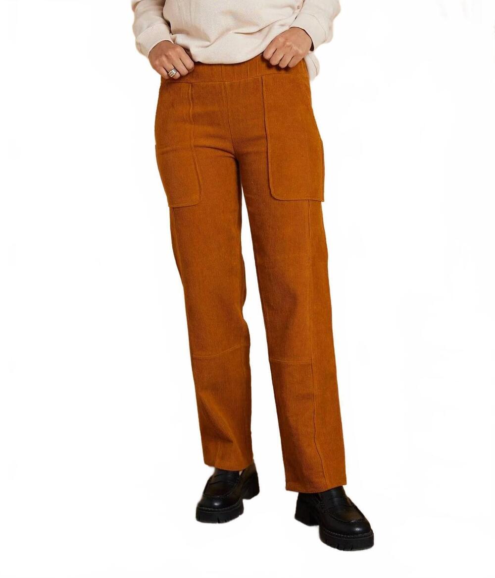 NEW KNOWN SUPPLY organic corduroy straight leg pant in burnt orange